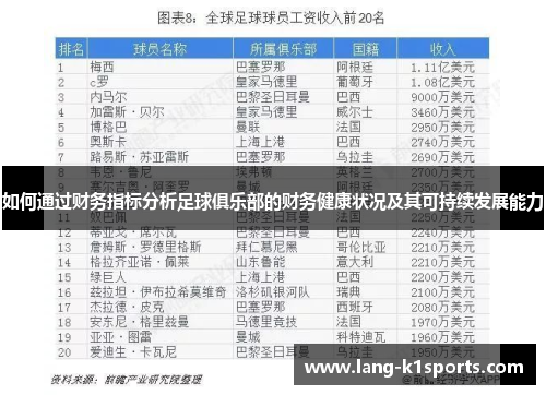 如何通过财务指标分析足球俱乐部的财务健康状况及其可持续发展能力